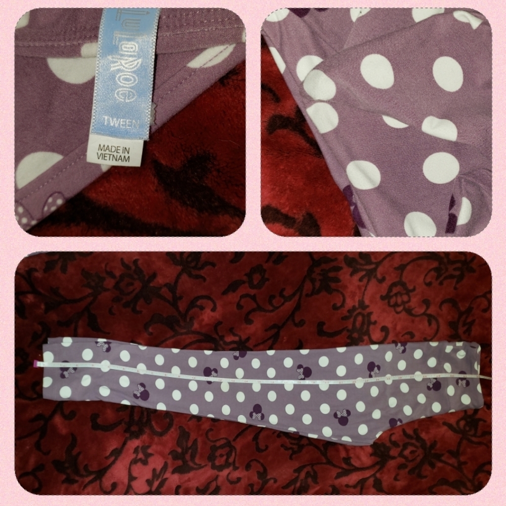 LuLaRoe Purple Polka Dot "Tween" Minnie Leggings